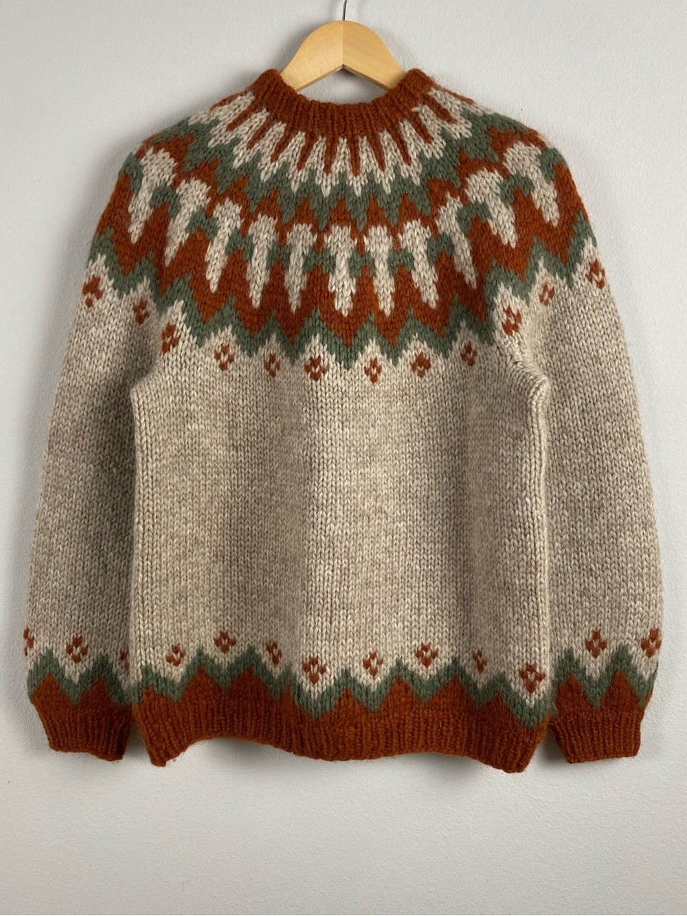 Alafoss Icewool Vintage Hand Knit Icelandic Wool Fair Isle Long Sleeve Sweater
